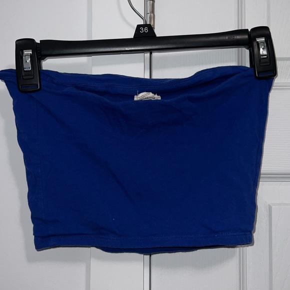 Garage blue strapless tube crop top - Picture 2 of 3